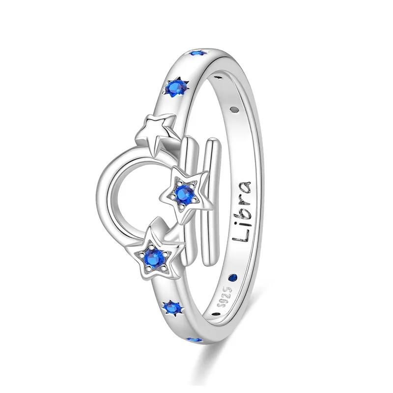 925 Sterling Silver Libra Ring Sparkling CZ Zircon For Women Girls Friends Fine Birthday Wedding Anniversary Jewelry Gifts