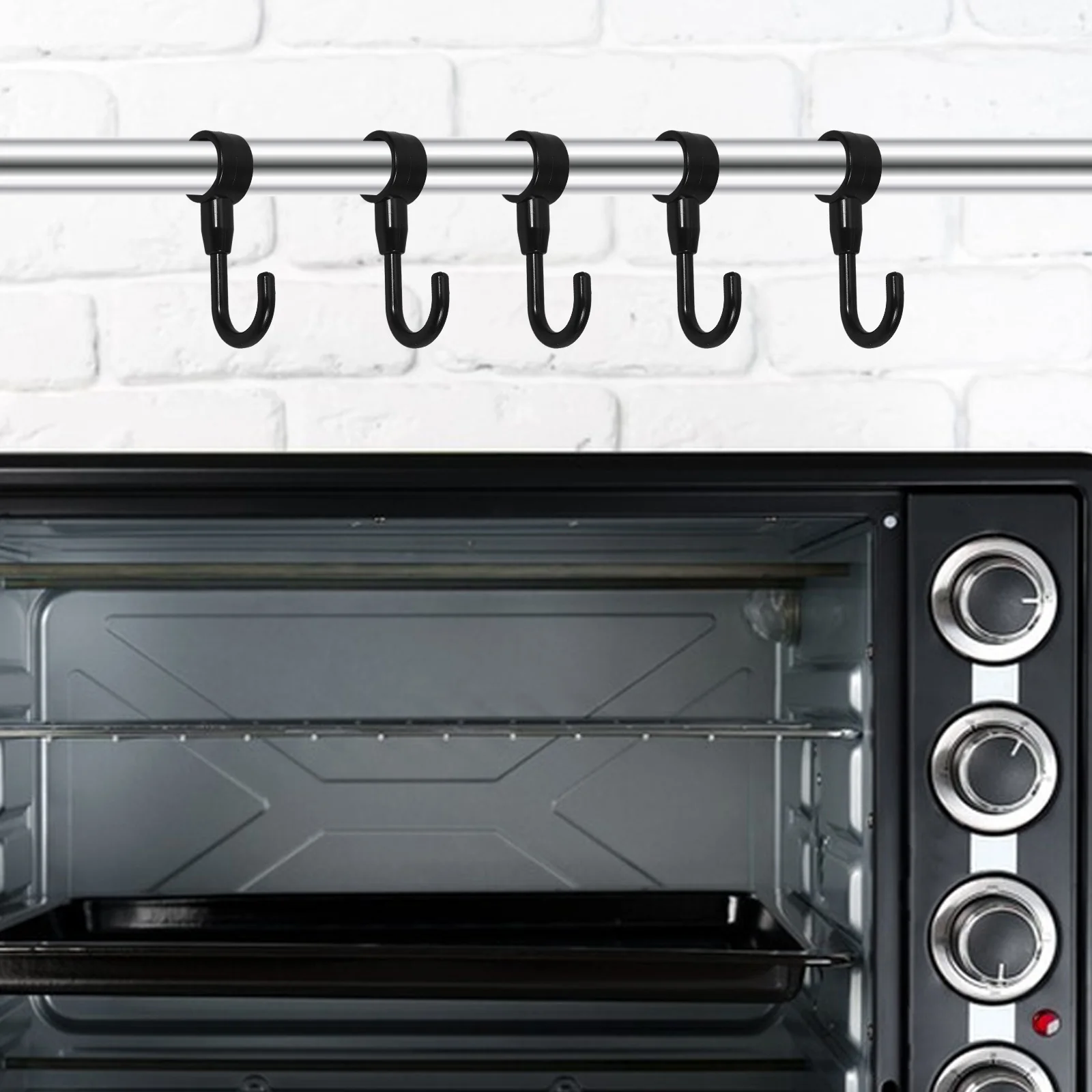 

50Pcs Plastic Hanging Hooks for Round Tube Microwave Oven Rack Non-Slip Windproof Kitchen Clothes Storage Organizer