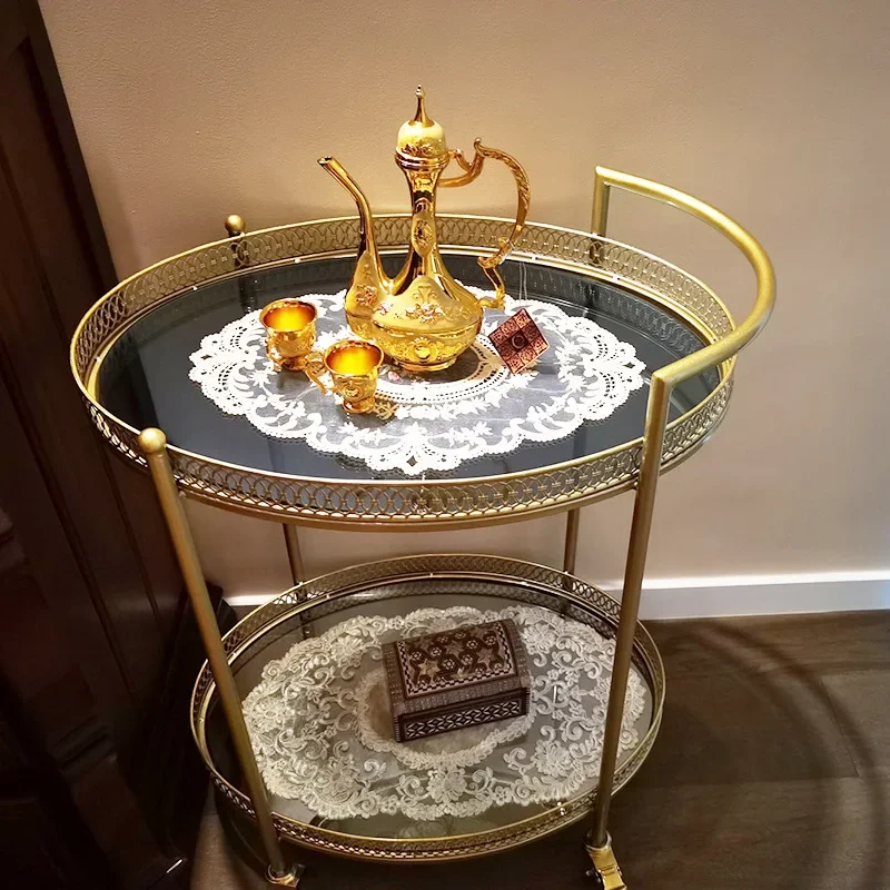 Nordic golden rooms balcony tea cart kitchen trolley restaurant hand push food cart idle dining side a few wine racks