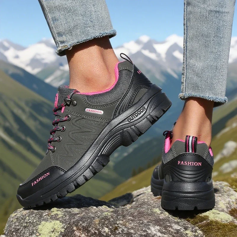 Sportschuhe Damen Plateau Sneakers Leichte Luxus wasserdichte Plateau Trekkingschuhe Outdoor Wandern rutschfeste Freizeitschuhe