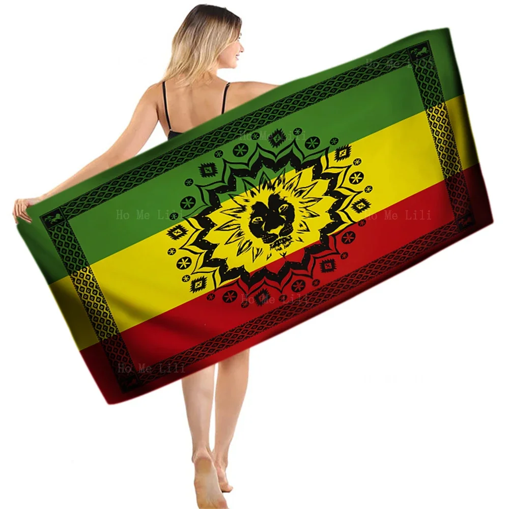 Rasta Rastafarian Black Judah Lion Head Green Yellow Red Bob Aesthetic Quick Drying Towel