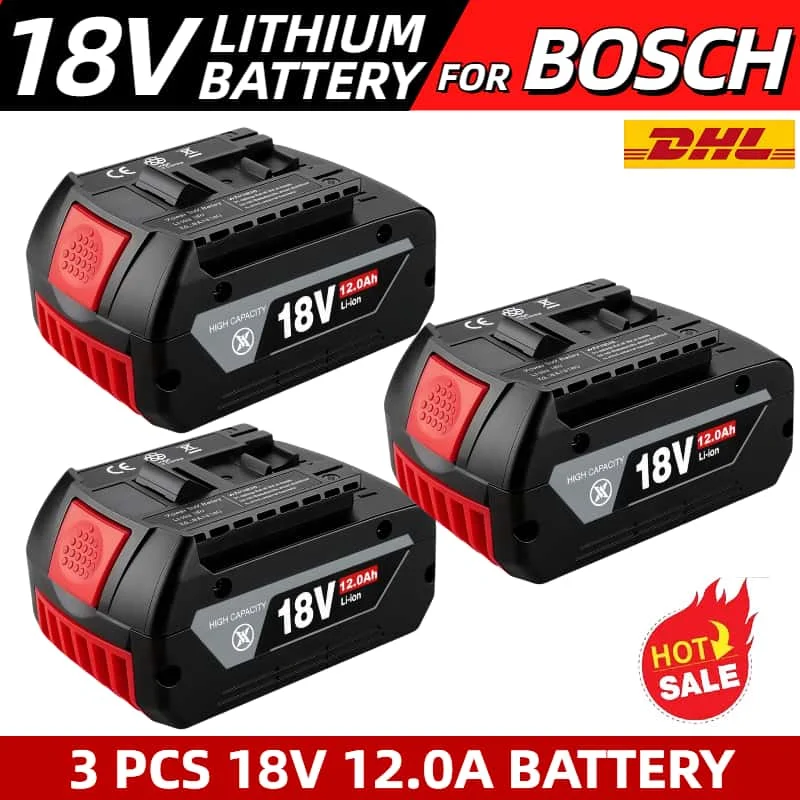 

18V Battery+Charger for Bosch GSR GSB BAT609, BAT609G, BAT611, BAT612 tools 18V-EC - 12.0Ah, 1-Hour Fast Charge, 2-Year Warranty