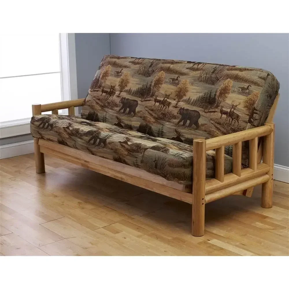 

Rustic Log Sofa Set Converts to Full-Size Bed, Ideal for Cabins and Cottages