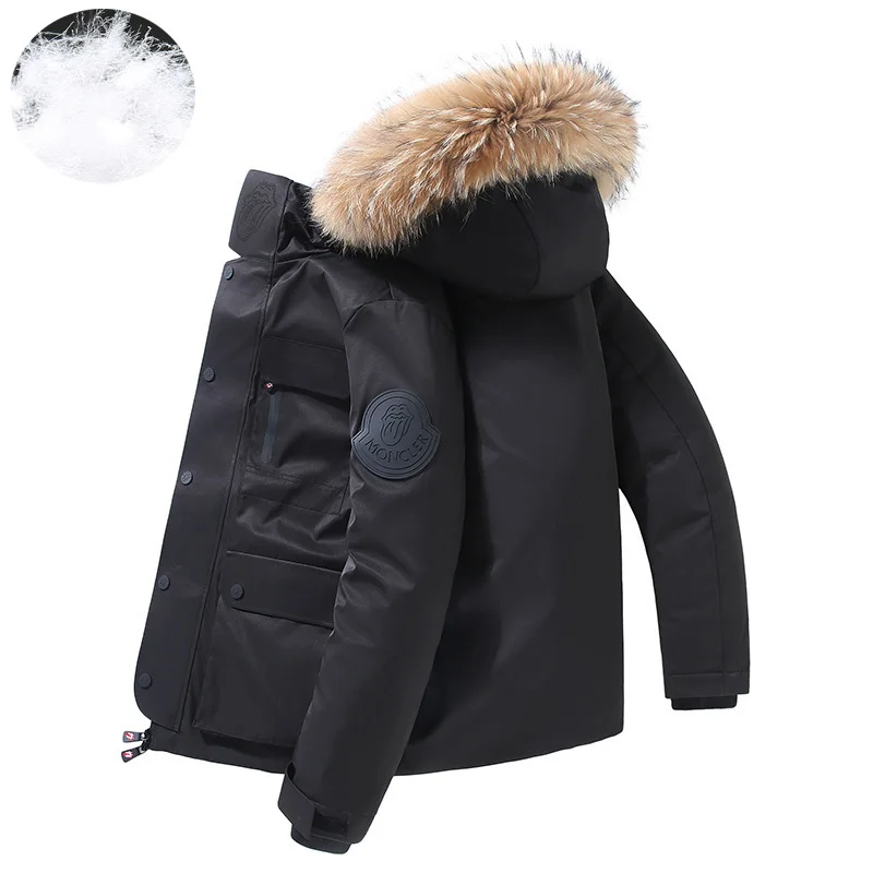 Ski Jacket Men Winter Windproof Waterproof Hooded Warm White Duck Down Jacket Men Outdoor Hot Ski Equipment Snowboard Jacket Men