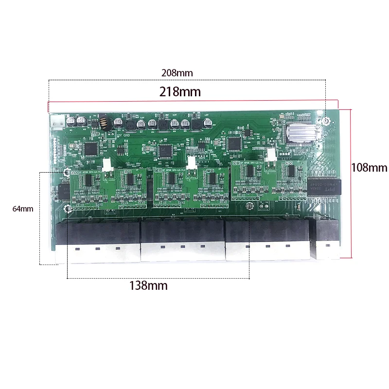 Unmanaged 24port 10/100M 12V-52V 24port 100M port with2 1000M NVR/UPLINK industrial  module PCBA board