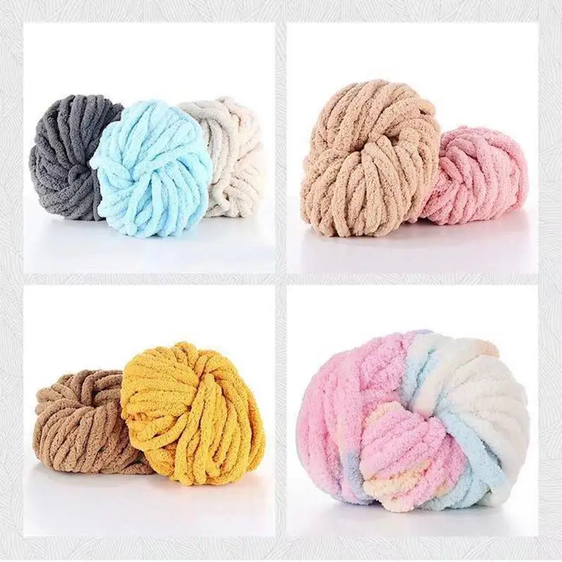 Chenille Knitting Yarn Soft Ice Strip Line Cotton Yarn DIY Wool Yarn for Handmade Knitting Blanket Scarf Thick Thread crafts