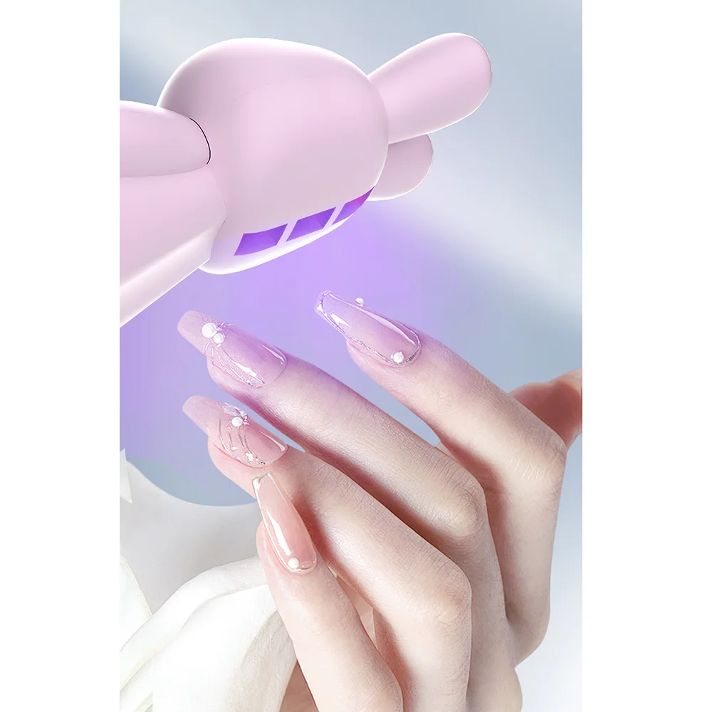 Lampe sèche-ongles Portable réglable en forme de lapin mignon, Machine sèche-ongles à séchage rapide, 3 lumières LED
