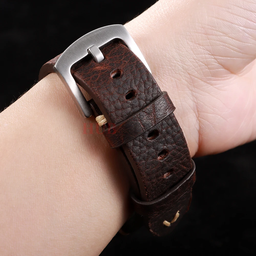 18mm 20mm 22mm Universal Handmade Genuine Cowhide Watch Band Metal Buckle Vintage Straps Bracelet Belt Accessories for Men Women image 4