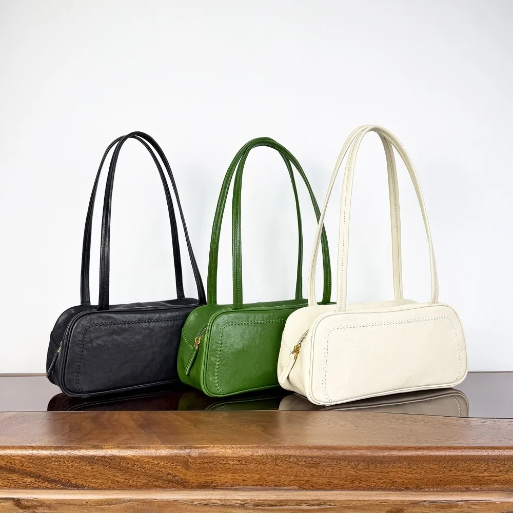 Spring Summer Vegetable Tanned Leather Premium Handbag Casual Shoulder Texture Fashion Versatile Leather Commuter Women bag'bs