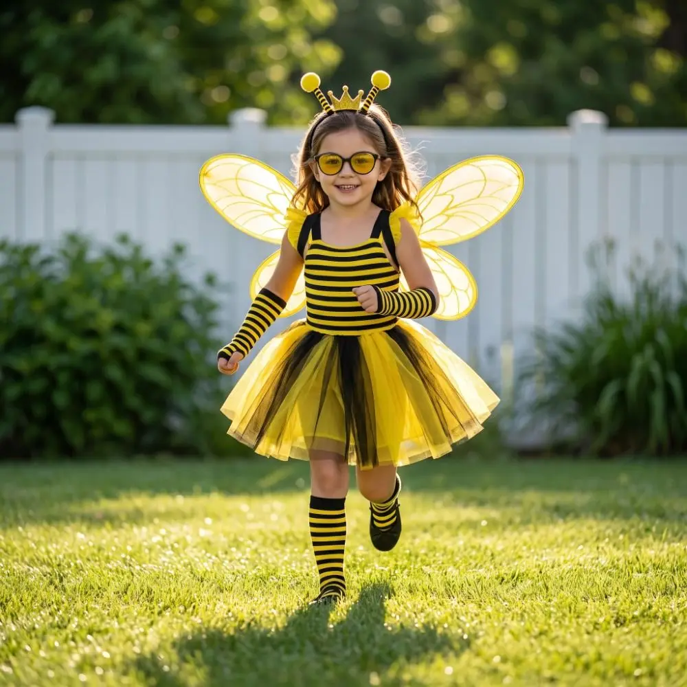 Creative Bugs Bee Cosplay Wings Suit Insect Sparkle Kids Party Wings Elastic Straps Handmade Craft Costume Wings Women