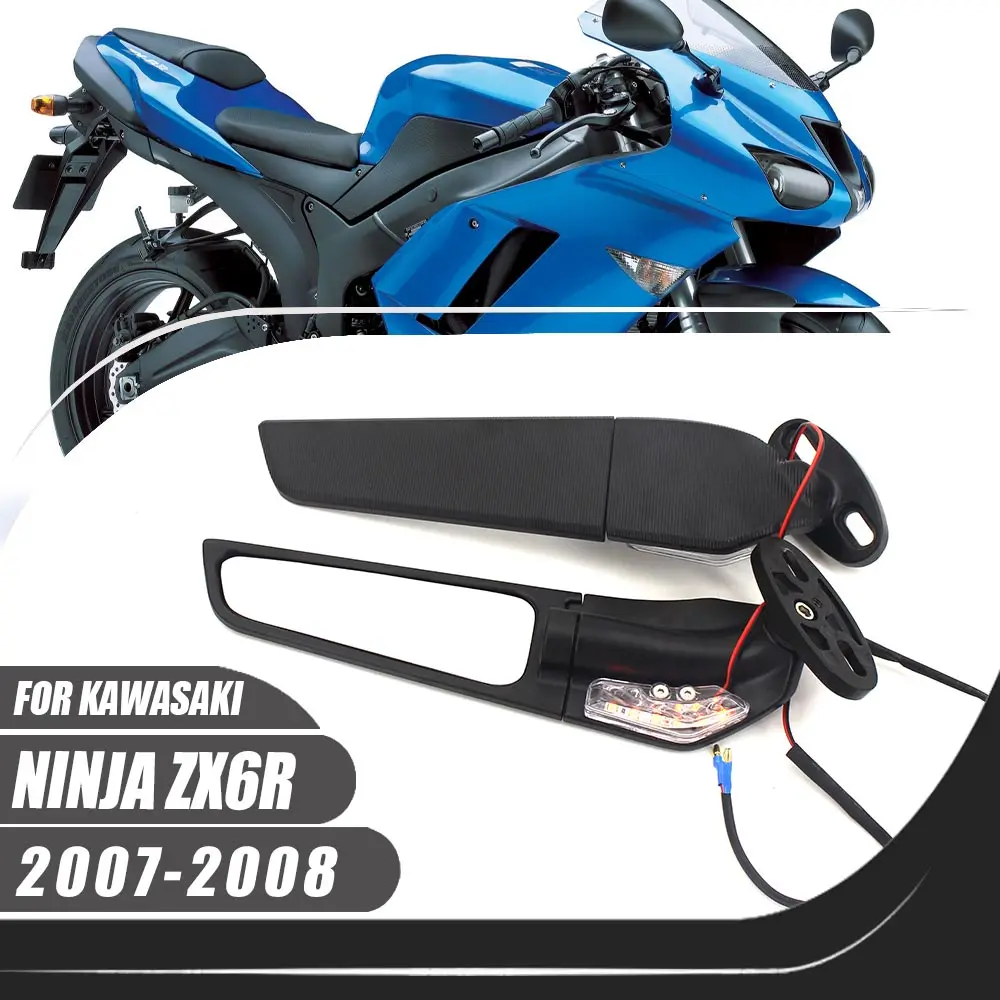 

For Kawasaki Ninja ZX6R 2007 2008 ZX-6R Motorcycle Aluminium Adjustable Rotate Sports Winglets Wing Stealth Mirrors