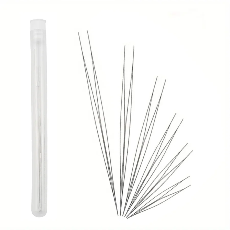 12pcs/set Beading Needle, Bead Needle, Big Eye Needle, Middle Opening Needle, Handmade Necklace Threading Accessories Tool