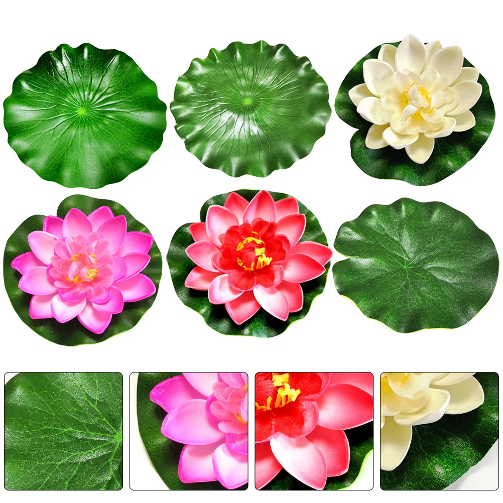 

8pcs Artificial Floating Lotus Leaves Decorations for Garden Pond Fountain Aquarium Pool Home Simulated Water Lily