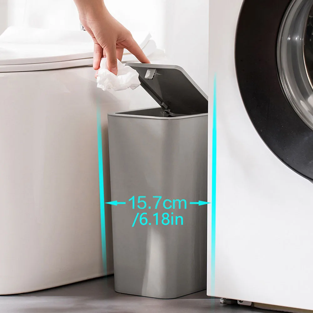 1PC trash can with pop-up lid, slender trash can trash basket suitable for bathroom, bedroom, office, living room