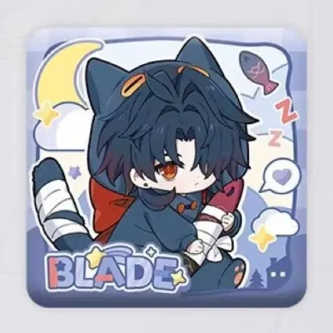 "Bursting: Star Rail" 2D 상품 남학생 기숙사 시리즈 높은 외관 수준 Jingyuan Blade Tinplate 사각 바 배지 선물