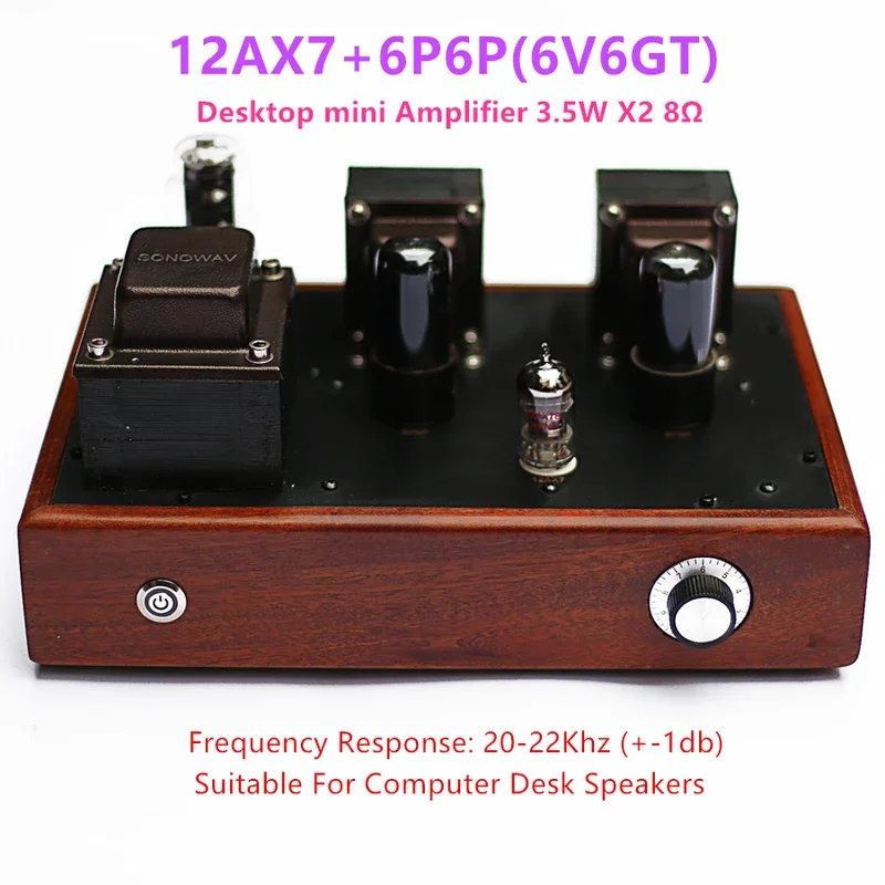 Latest 12AX7 6P6P(6V6GT) Tube Computer Audio 3.5W 3.5W /8 Ω Desktop Low Power Amplifier Finished