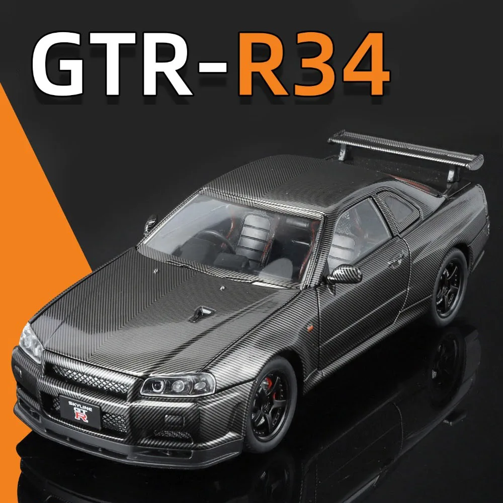 

1:24 Nissan GTR-R34 Alloy Models Cars Diecast Toys with Pull Back Light Music Miniature Miniature Car Kids Children's Day Gifts