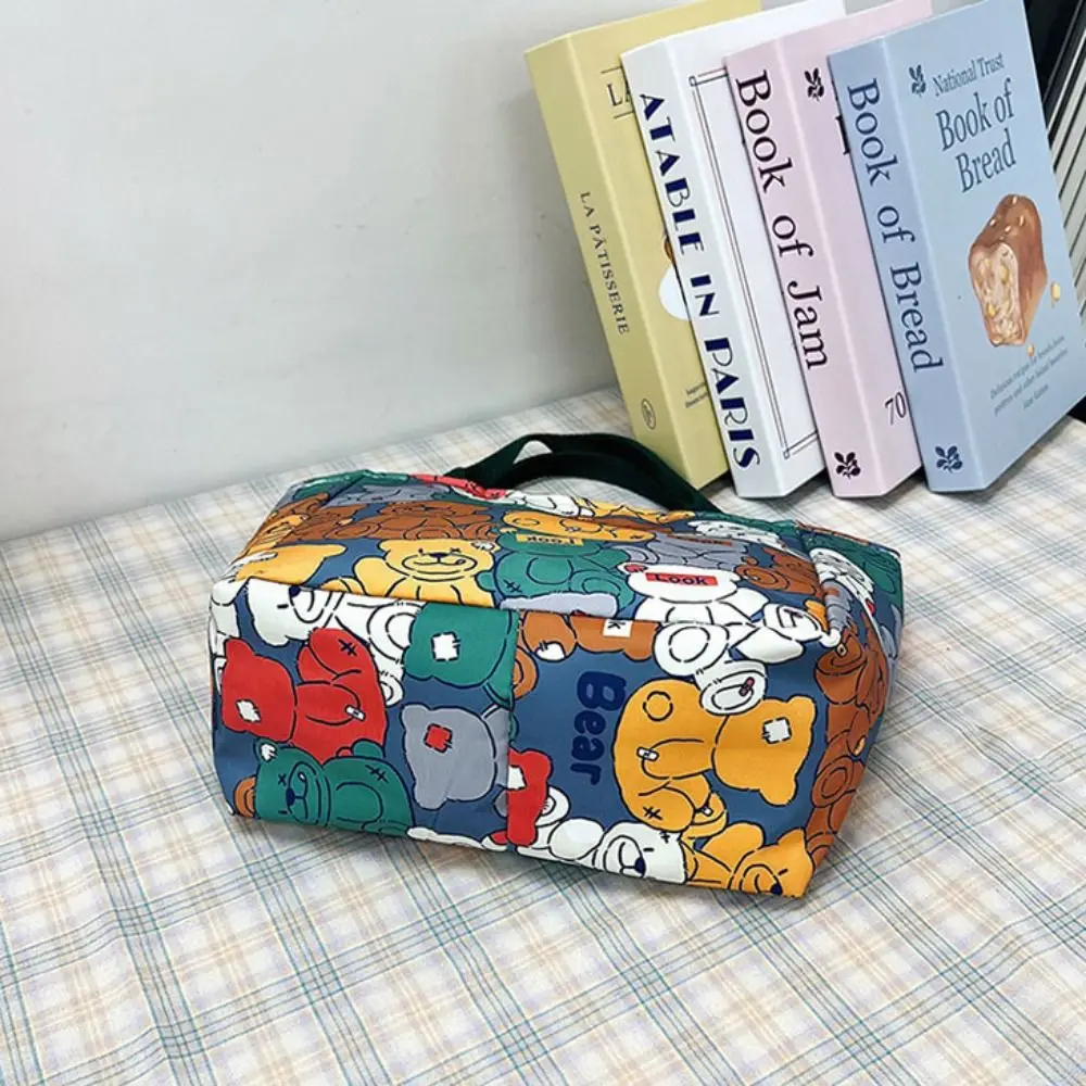 Tas tangan kapasitas besar kartun Graffiti Fashion tas belanja dicetak tas tangan kain Denim tas santai nilon perempuan