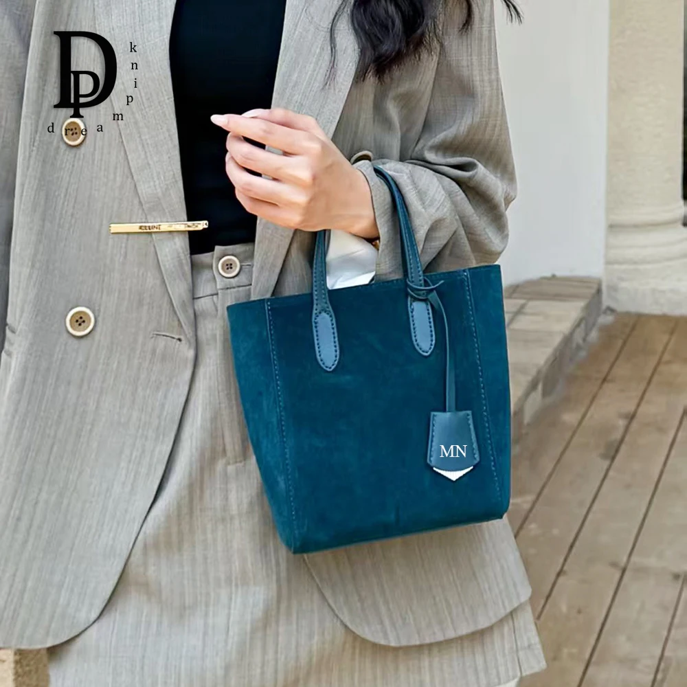 

Luxury Large Top Handle Tote Bag Custom Letters New Autumn Winter Velvet Leather Women Handbag Custom Name Suede Shoulder Bag
