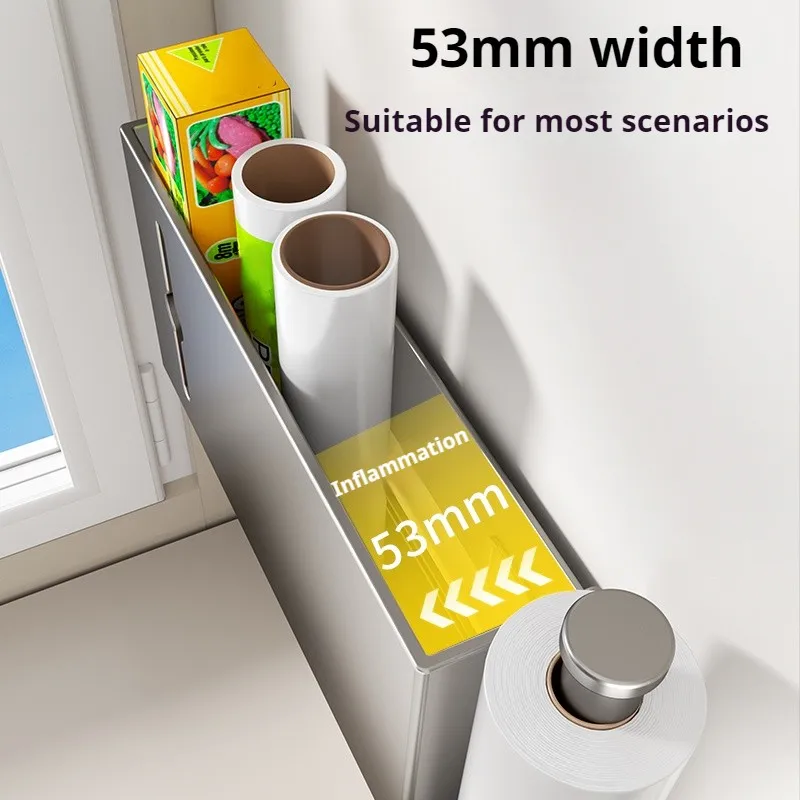 Paper Towel Holder Wall Mount for Kitchen, Self-Adhesive Under Cabinet Organizer, Punch-Free Cabinet Door kitchen Organizer