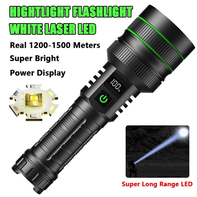 

2024 New Powerful Spotlight 1000W Long Range LED Flashlight Type-C Charging Output Zoom Aluminum Alloy Handlamp For Camping