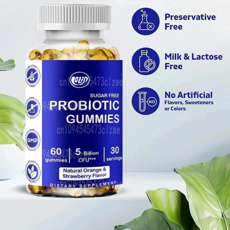 

Пробиотические жевательные конфеты без сахара - 5 миллиардов CFU в бутылке - 60 жевательных конфет, пищеварительной пехоты, иммунитета и поддержка здоровья кишечника