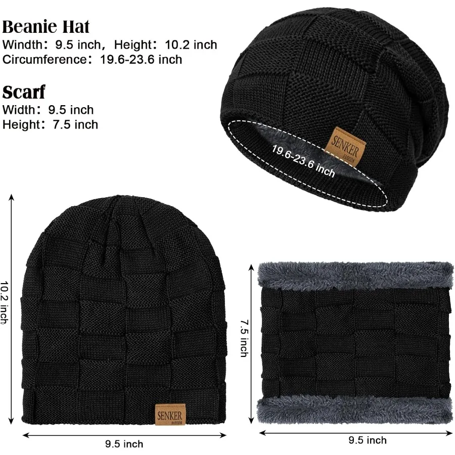 Zimowy zestaw czapka, szalik i rękawiczki dla kobiet i mężczyzn, luźna czapka beanie, ocieplacz na szyję, rękawiczki dotykowe do ekranów do użytku na zewnątrz w chłodne dni.
