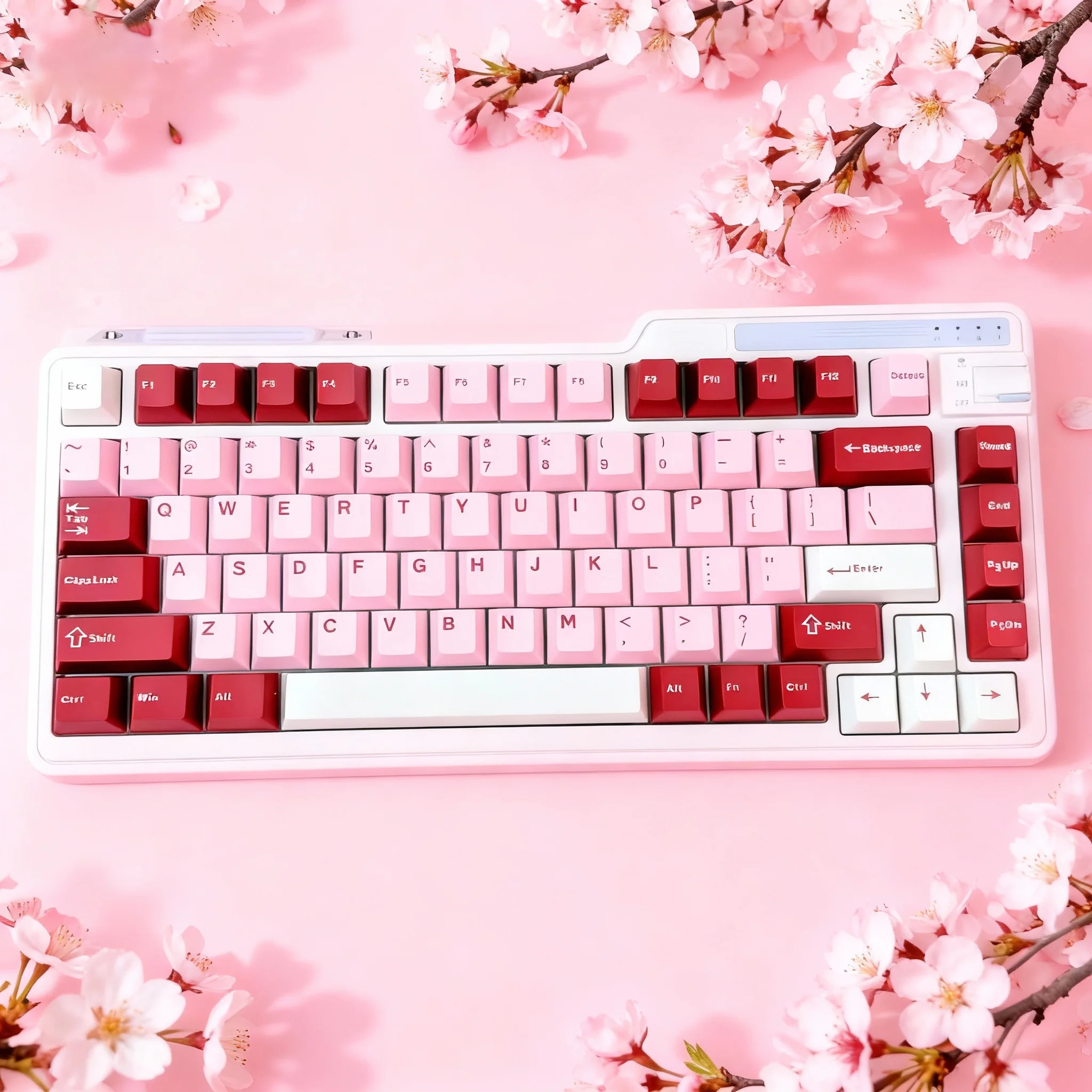 126 مفتاحًا باللون الوردي المحمي ذو النار المزدوج PBT أغطية مفاتيح الكرز الشخصي أغطية مفاتيح للوحة مفاتيح الألعاب الميكانيكية Gateron MX #5