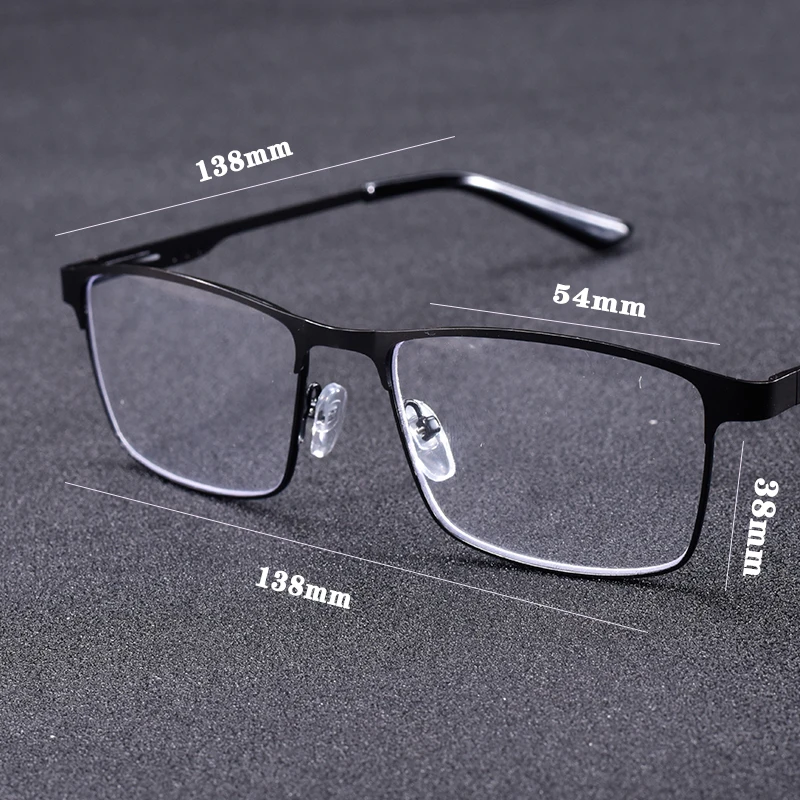 Herren Metall Lesebrille Rahmen Hochwertige Quadratische Presbyopie Brille Brillen Mit Blau Licht Objektiv + 75 + 125 + 175 + 225 + 275 – Detail 2