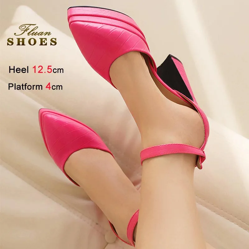 

Новые женские туфли-лодочки с низким вырезом, ремешками и вырезами, на очень высоком каблуке, модные, на толстой подошве, с острым носком, CD