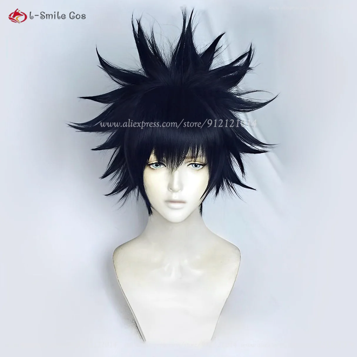 Fushiguro Megumi Cosplay Wig Blue Black Fushiguro Megumi Anime Wigs Heat Resistant Synthetic Halloween Role Play Wigs + Wig Cap