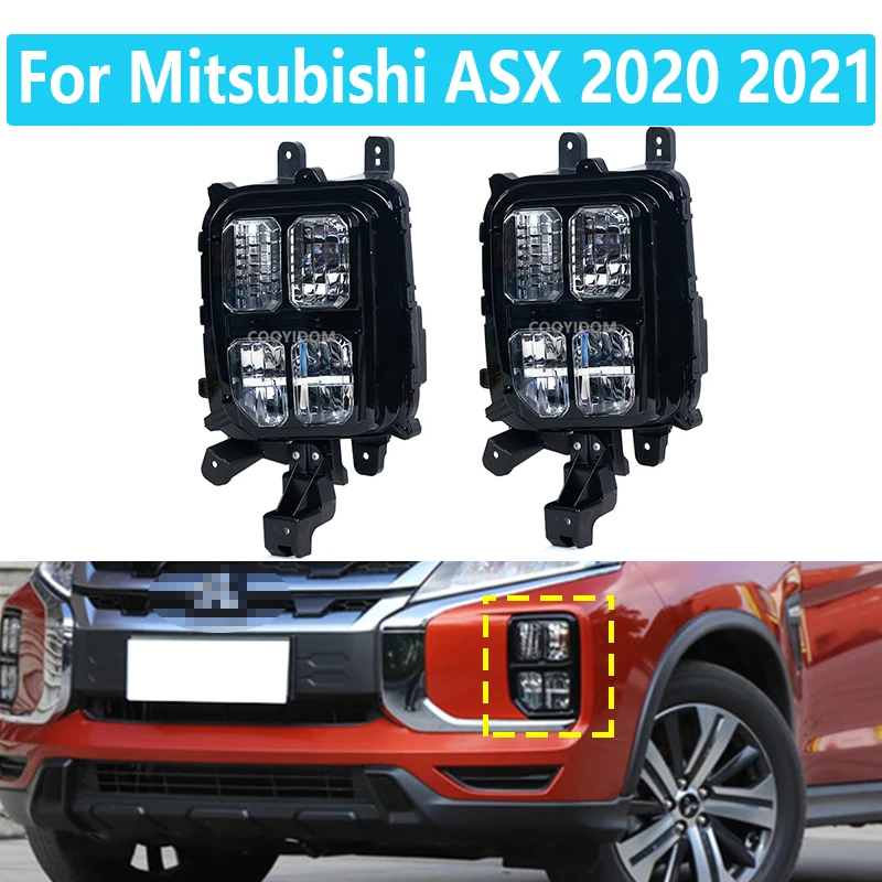 

For Mitsubishi ASX 2020 2021 Fog Lamps LED Front Fog Lamp Assemblies Turn Signals With Bulbs Daytime Running Lights