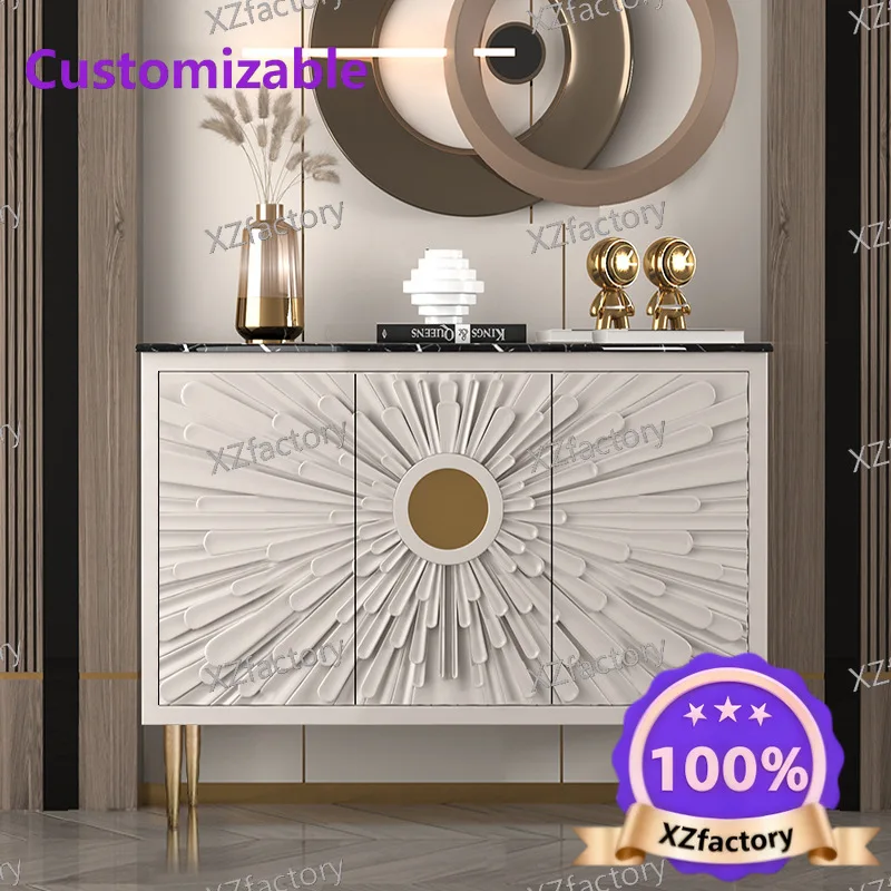Factory Direct 2026 Top Rated Italian Entry Entrance Cabinet Modern Simple Rock Slate Shoe Cabinet Solid Wood Light Luxury