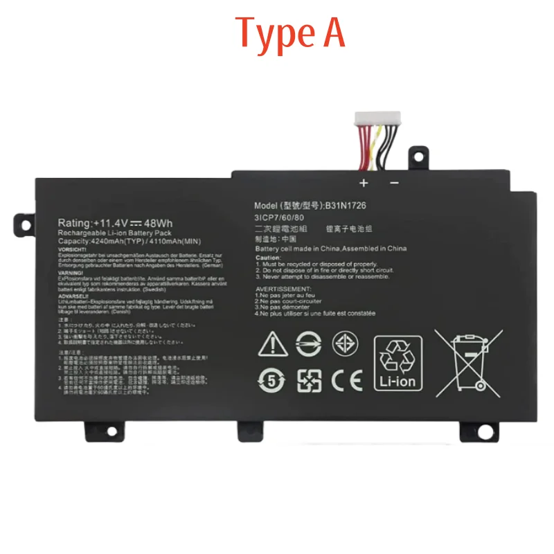 New B31N1726 Laptop Battery For Asus FX504 FX504GE FX505DY TUF505DY TUF504GD TUF565GD TUF554GE FX80 B31N1726-1 B31BN91