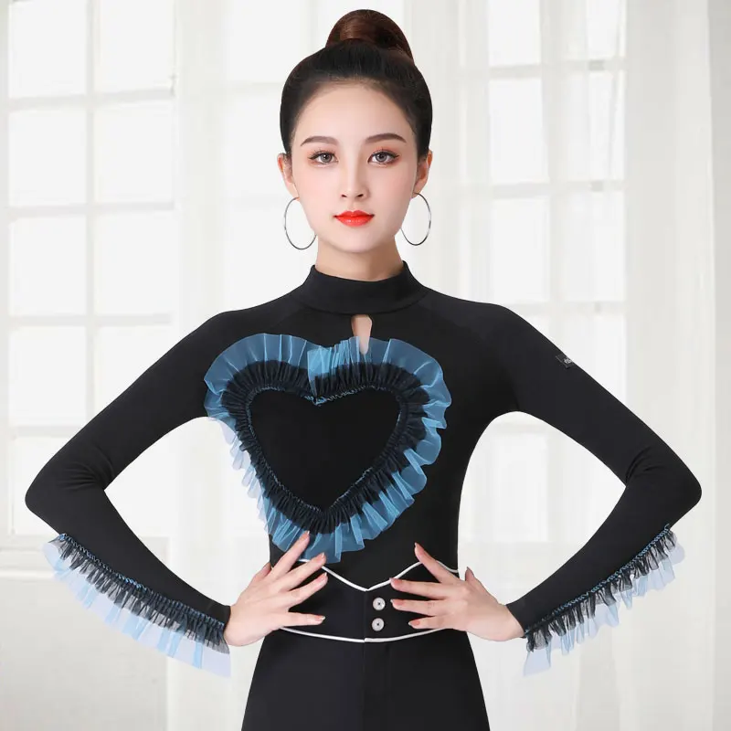 

2022 NEW Woman Excellent Latin Dance Top Female Sexy Performance Dancing Shirt Ballroom Cha Cha Samba Practice Dance Clothes