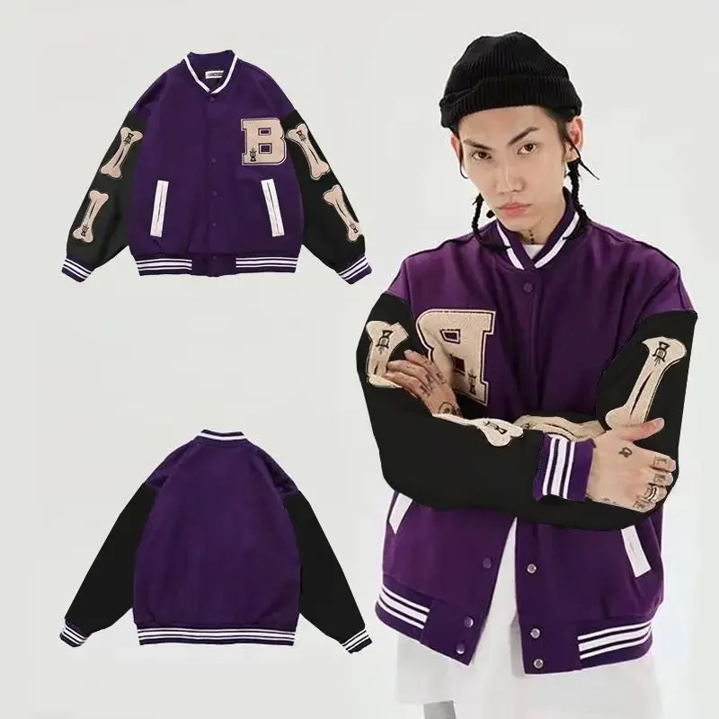 Varsity Baseball Bomber Jacket Women Men Hip Hop Harajuku Letter Patchwork Leather Jackets Streetwear Casual Unisex College Coat