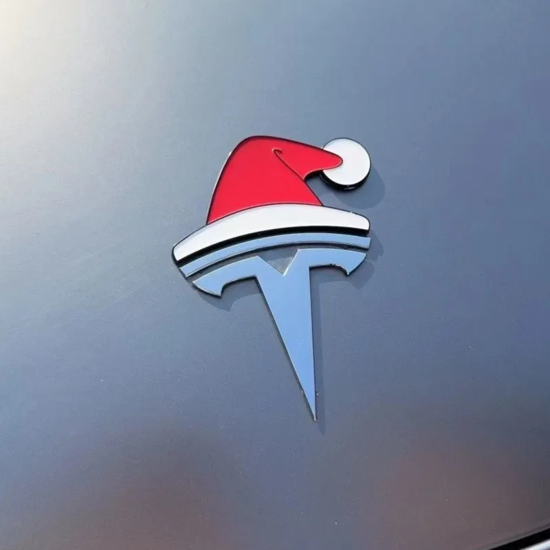 مقاوم للماء عيد الميلاد سانتا قبعة ثلاثية الأبعاد ملصقات مجسمة ل تسلا الإبداعية سانتا قبعة ملصق ذاتي اللصق نافذة السيارة الديكور #4