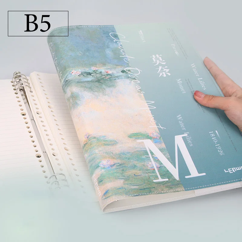 Imagem -02 - Destacável Clipe de Metal Folhas Soltas Notebooks Soft pu Cover Monet Série Lírio de Água 50 Folhas por Livro Escritório de Aprendizagem Suprimentos b5