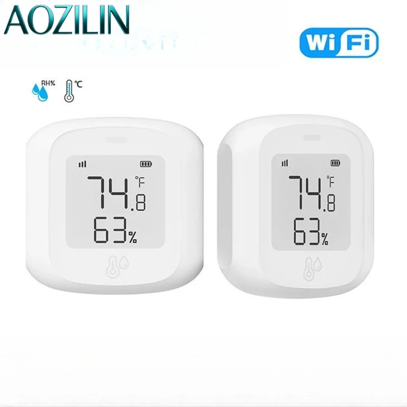 AOZILIN 10Pcs WiFi Zigbee-Compatible Temp Humidity Sensor Indoor Smart Remote Linkage Thermometer With Voice Control