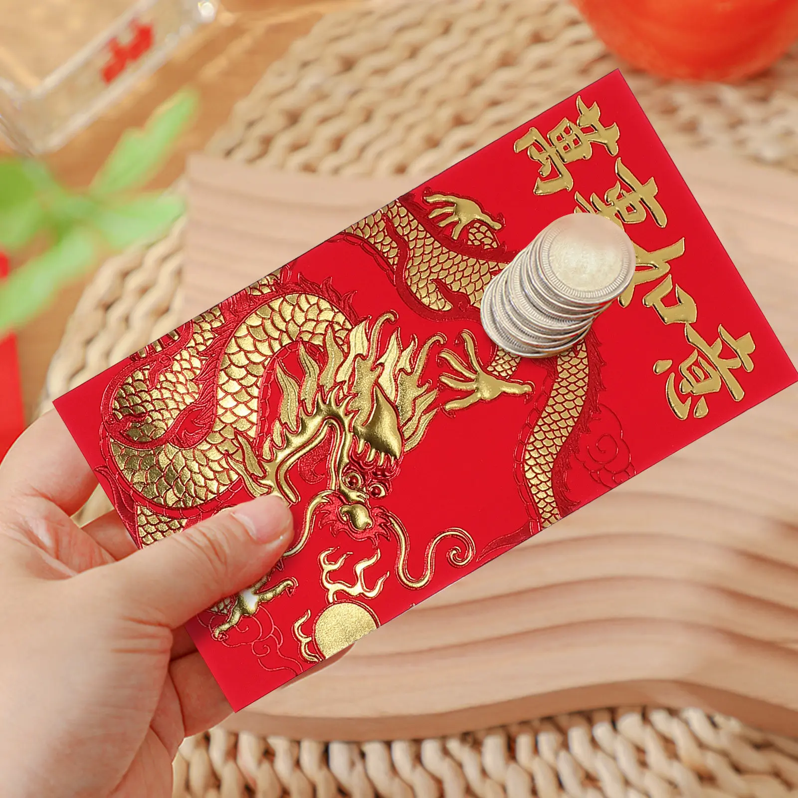 

36Pcs Thickened Paper Red Packets Chinese New Year Gold Stamped Lucky Money Envelopes Dragon Pattern Cash Packets
