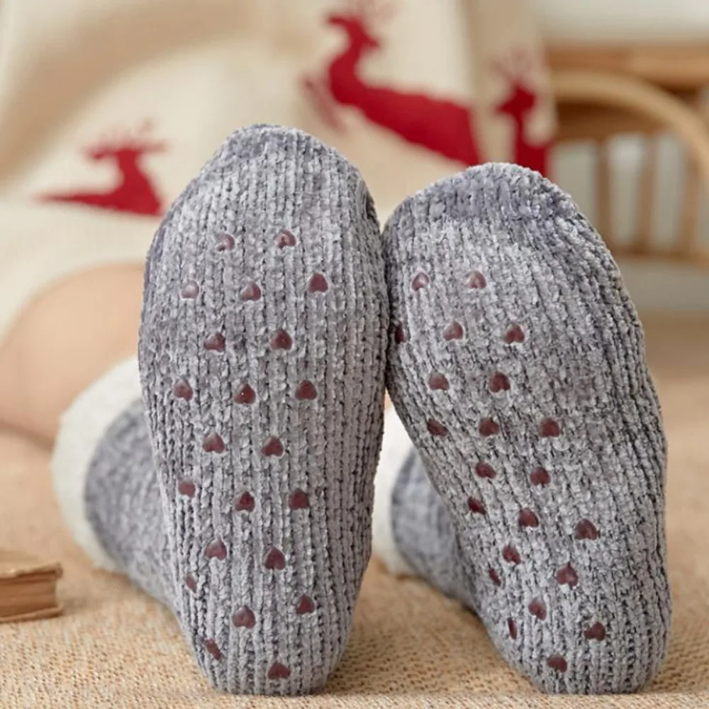 Calcetines térmicos gruesos de terciopelo para mujer, medias antideslizantes y esponjosas para dormir, medias tejidas, calcetines de suelo de lana, regalos