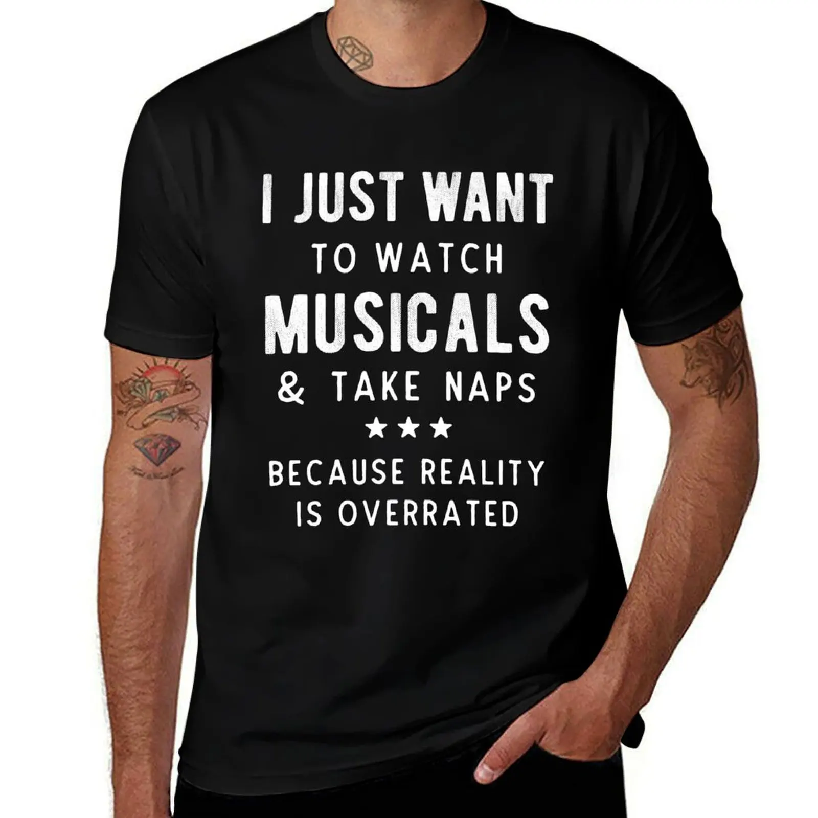 I Just Want To Watch Musicals & Take Naps Funny T-Shirt heavyweights oversizeds vintage anime shirt mens designer t shirt