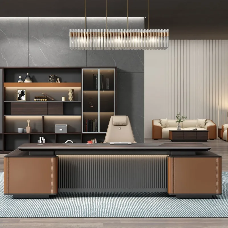 Custom Boss Office Desk Manager Computer Table Luxury Modern Office Furniture L Shape Ceo Executive Office Desk