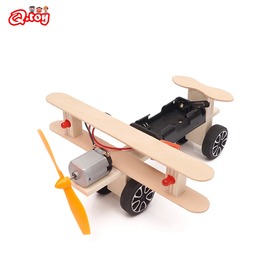 

DIY Two Light Glide Taxi Plane STEM Kits Technology Science Toys Experimental Tool Learning Educational Wooden Puzzle for Kids