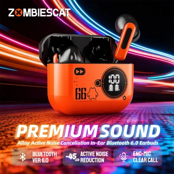 Zombies Cat Alloy ANC Bluetooth 6.0 Earbuds -45dB Active Noise Cancelling Headphone Dynamic Spatial Sound TWS Wireless Earphones 1