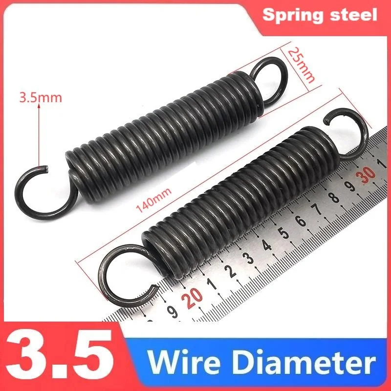 Resorte de gancho único de acero con resorte, resorte de tensión, diámetro del cable 3,5 mm, diámetro exterior 20/25/30 mm, longitud 80/100/120/180/200/220/250/280/300 mm.