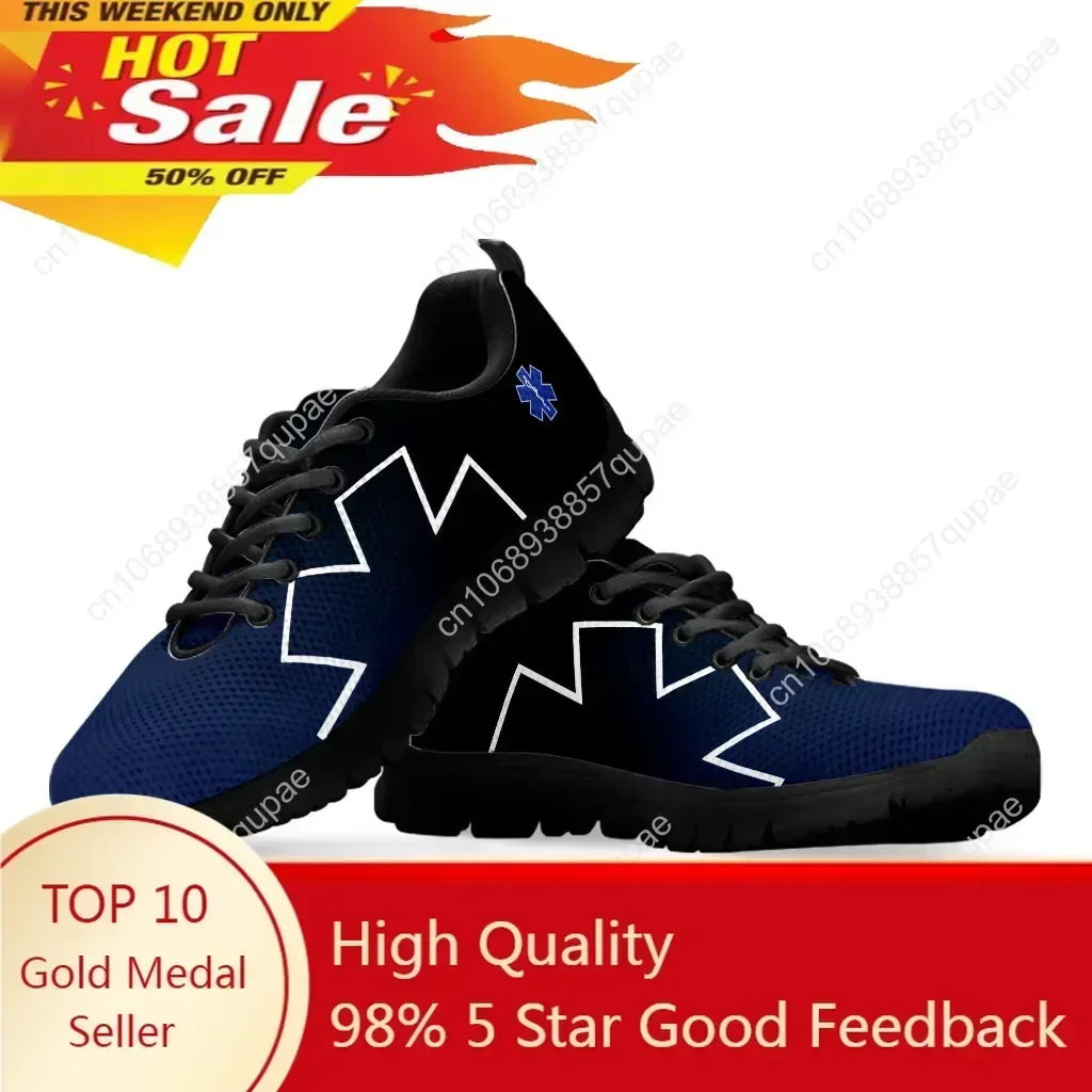 Paramedic EMT EMS Print Flats Shoes For Female Unisex Worker Sneakers Women Lightweight Nursing Shoes Zapatos Mujer