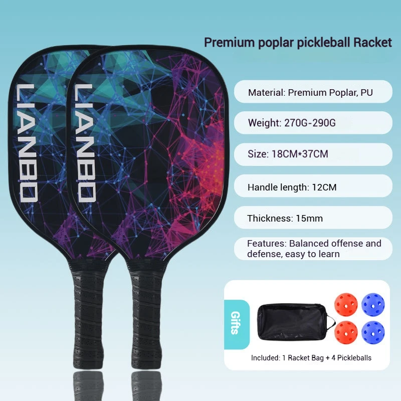 Set Raket Pickleball Set Paddle Pickleball 2 Raket & 4 Bola Pickleball Tenis Pantai Raket Pickleball Ringan