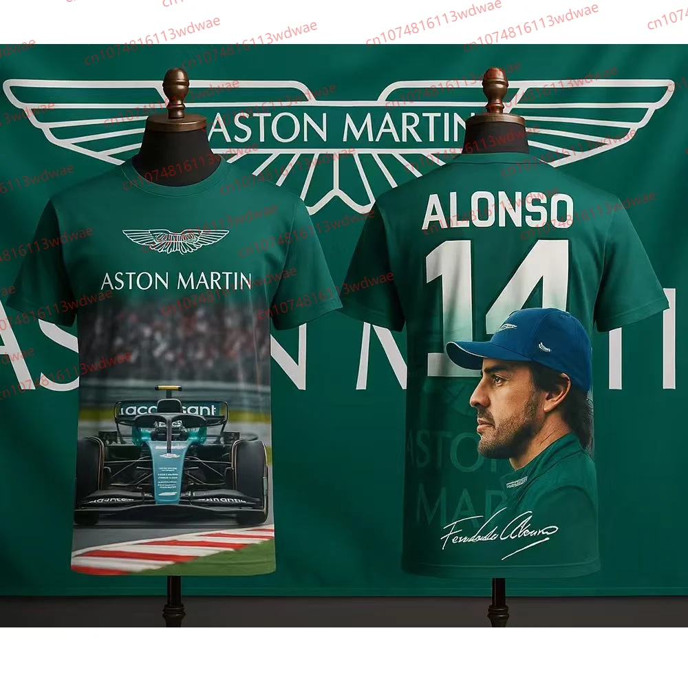 

Hot Sale Aston Martin T-shirt Racing Team Training Suit Quick Dry Motorcycle T-shirt Fernando Alonso 14 Racing Kit Man Women Tee
