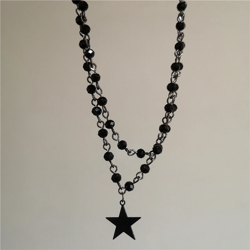 Gepersonaliseerde Punk Star Heart Cross Chain dubbellaagse ketting voor mannen vrouwen Y2K modetrend Rock Party Grunge EMO accessoires
